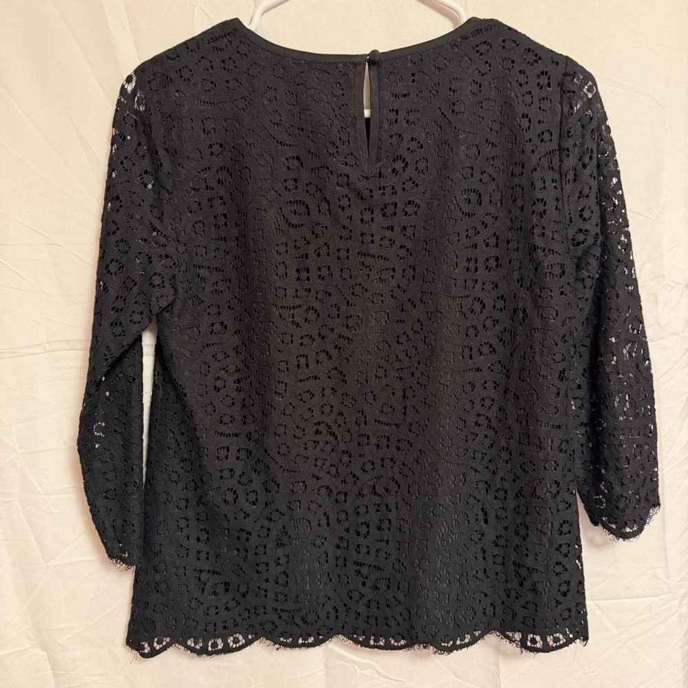 J. Crew Women's Elegant Black Lace‎ Blouse